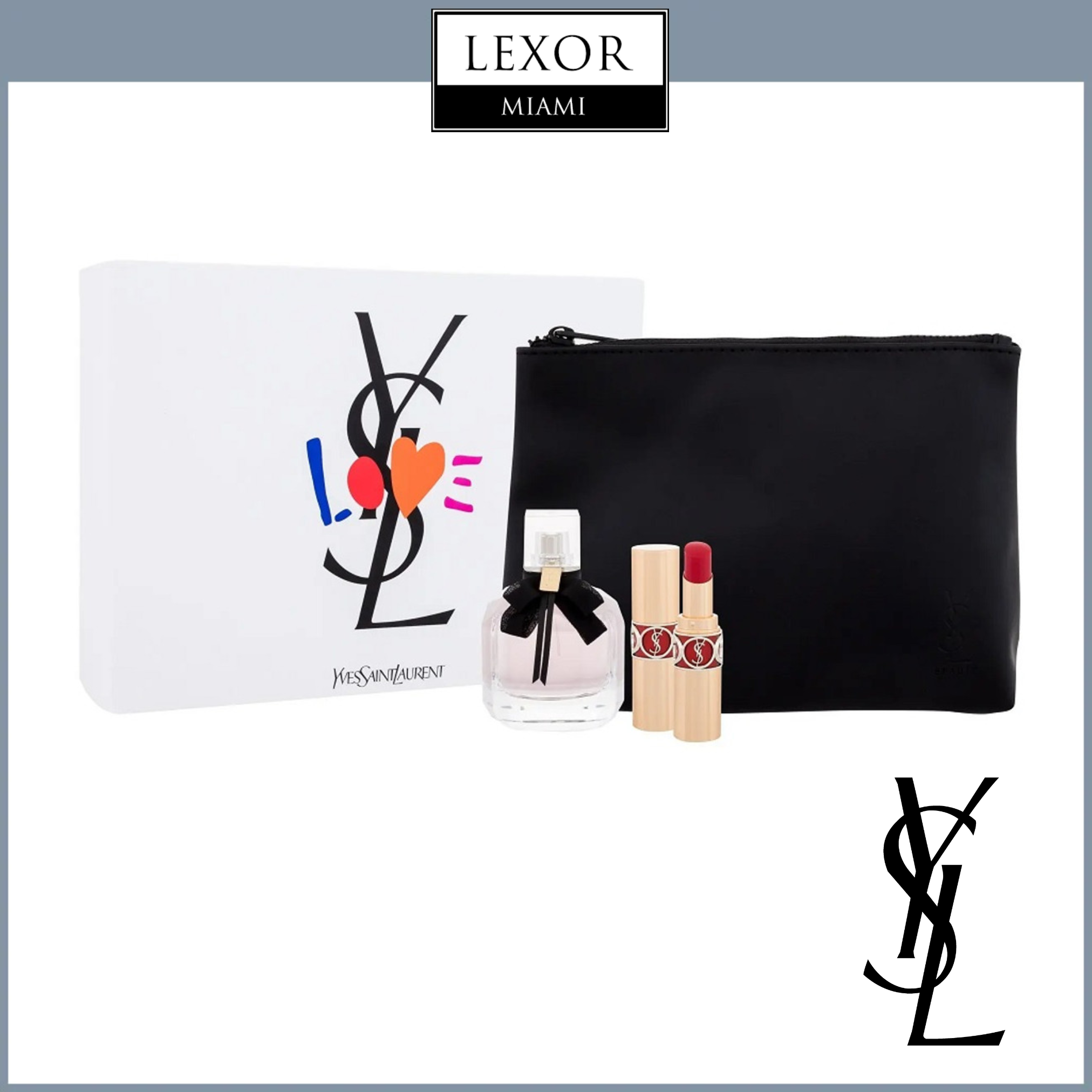 YSL 3 ITEM SET Mon Paris 1.7 EDP + Lipstick + Pouch (Travel Set)