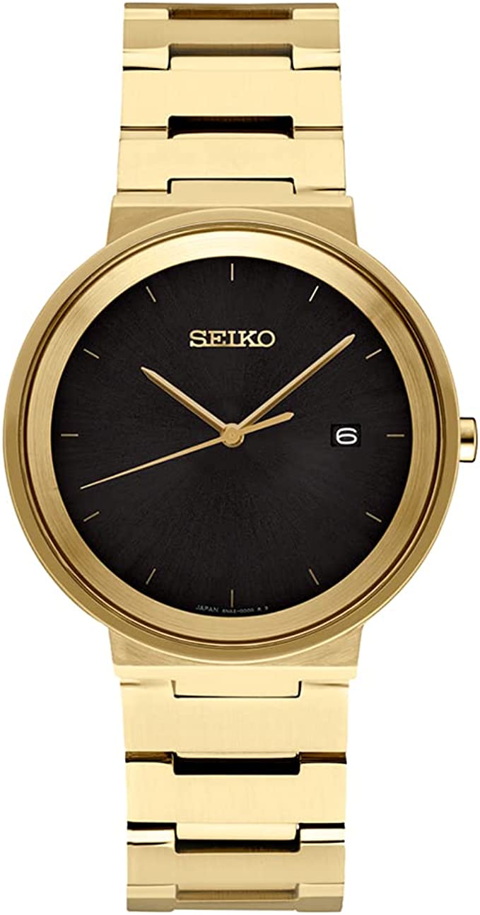 SEIKO Masculino Essential CONTEMP Dourado Preto DIAL V157