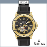 Bulova 98A272 Marine Star Automático Preto Silicone Strap Relógios Masculinos