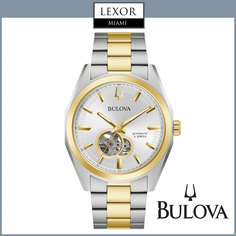 Relógios Bulova 98A284 Surveyor 2 tons de aço inoxidável com pulseira para homens