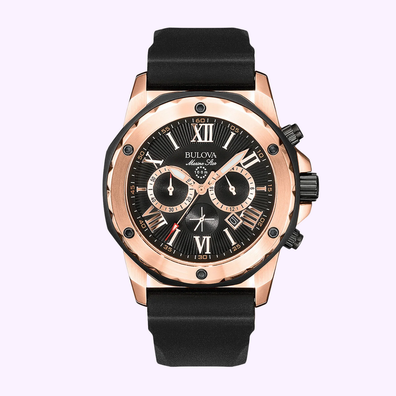 Reloj para hombre Bulova 98B104 Marine Star con correa de silicona negra
