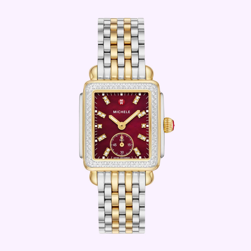 Michele MWW06V000130 Deco Mid Two-Tone 18K Gold-Plated Diamond Watch