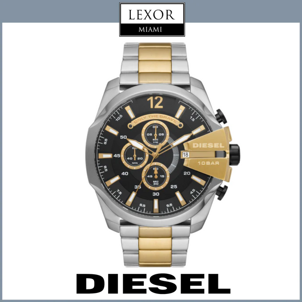 Relógios masculinos Diesel DZ4581 Mega Chief 2 tons com pulseira de aço inoxidável