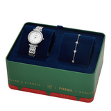 Relógio feminino Fossil ES5315SET Carlie Holiday Newness em aço inoxidável com malha