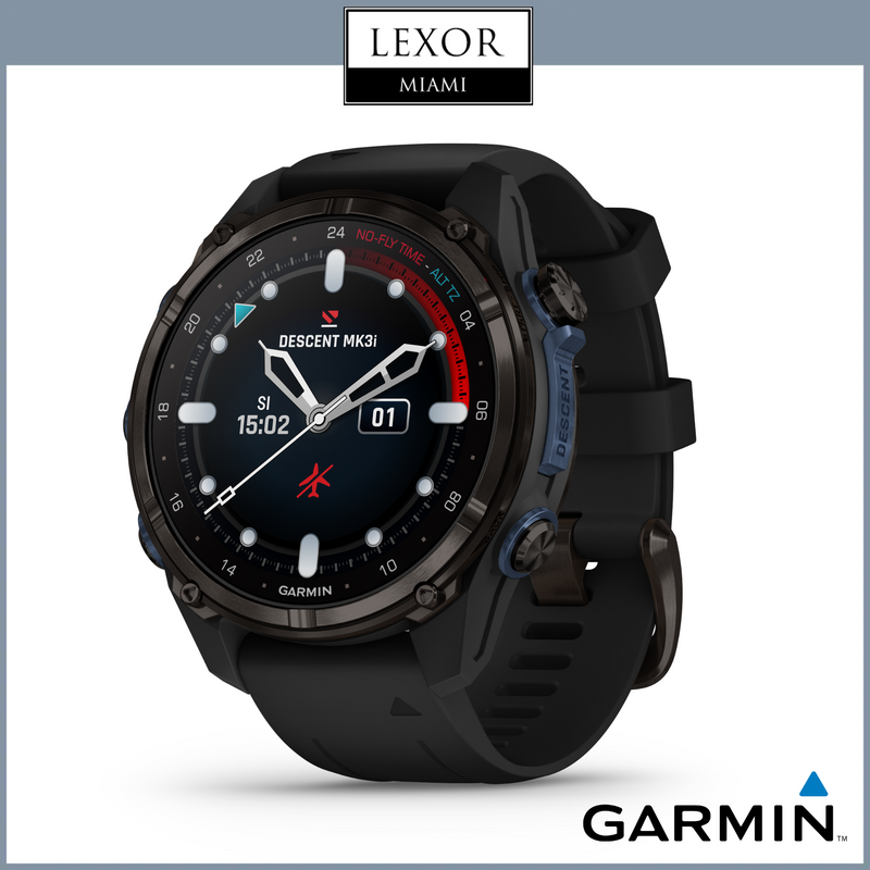 Garmin Descent™ Mk3i – 43 mm, Carbon Gray DLC Titanium com pulseira de silicone preta 010-02753-10 Relógios UPC 753759333058