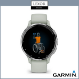 Garmin Watches Venu® 3S Silver Stainless Steel Bezel with Sage Gray Case and Silicone Band 010-02785-01 UPC 753759314781