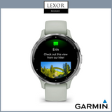 Garmin Watches Venu® 3S Silver Stainless Steel Bezel with Sage Gray Case and Silicone Band 010-02785-01 UPC 753759314781