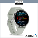 Garmin Watches Venu® 3S Silver Stainless Steel Bezel with Sage Gray Case and Silicone Band 010-02785-01 UPC 753759314781