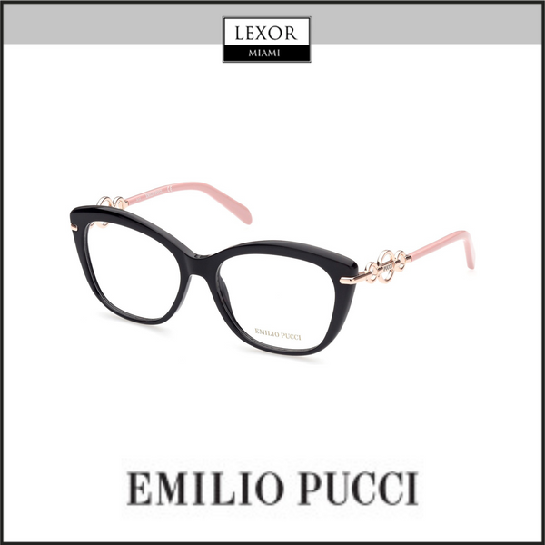 Montura de gafas de sol Pucci EP5165 55001 en acetato, color negro brillante UPC: 889214210579