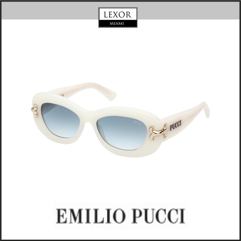 Pucci EP0210 5221W Marfim Brilhante, Ouro Claro, Azul Escuro / Lentes Verdes Gradientes UPC: 889214419545