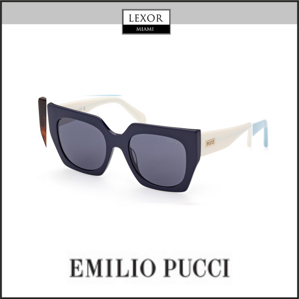 PUCCI EP0197 5290V Female Shiny Solid Navy Blue, Opaque Ivory / Smoke Into Blue UPC: 889214387622