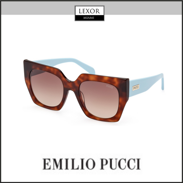 PUCCI EP0197 5253F Female Shiny Blonde Havana, Transparent Blue / Gradient Brown Lenses  UPC: 889214387615