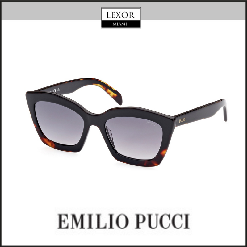 PUCCI EP0195 5405B Feminino Havana Vermelho Brilhante Com Lentes Preto Brilhante / Fumaça Gradiente UPC: 889214387547