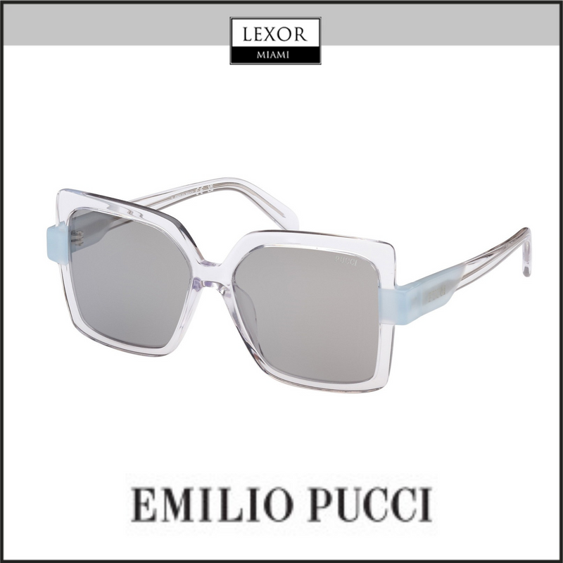 PUCCI EP0194 27C Gafas de sol para mujer de cristal brillante con lentes transparentes azules/ahumadas plateadas UPC: 889214387523