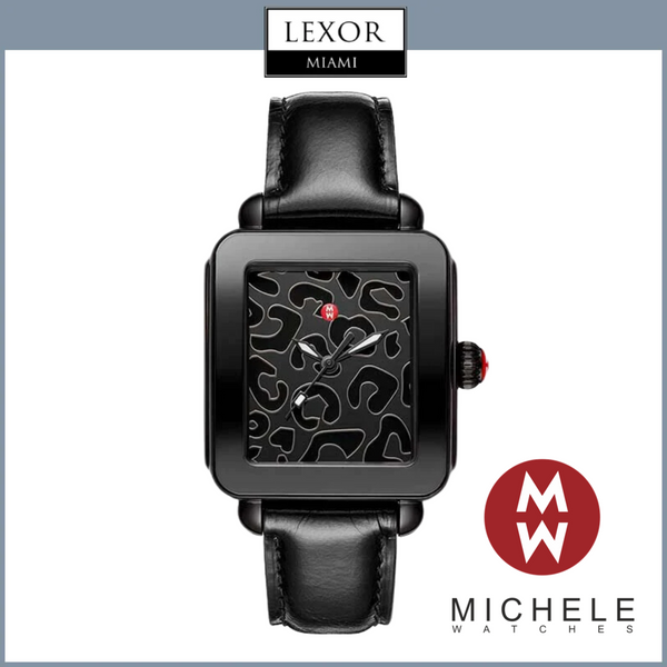 Michele MWW06K000051 Deco Sport Noir Preto Couro Pulseira Relógios Unissex