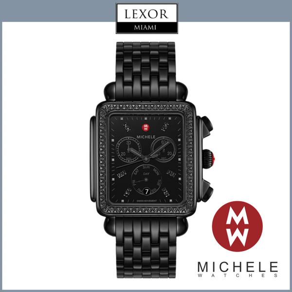 Relógios femininos Michele MWW06Z000039 Deco Black Stainless Steel Strap