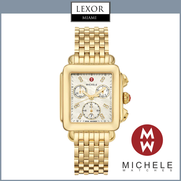 Michele MWW06A000780 Deco 18k Gold Diamond Dial Watch