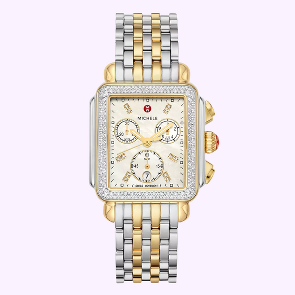 Michele MWW06A000796 Deco Two-Tone 18K Gold-Tone Diamond Relógios Femininos