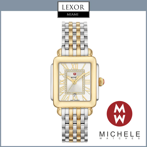 Michele MWW06G000013 Deco Madison Diamond Two Tone Stainless Steel Strap Women Watches