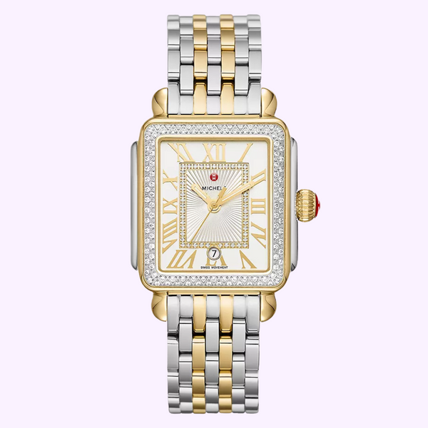 Michele MWW06T000144 Deco Madison Diamond 2 Tone Stainless Steel Strap Women Watches