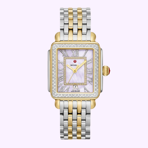 Michele MWW06T000248 Deco Madison Two-Tone 18K Gold-Plazed Diamond Relógios Femininos