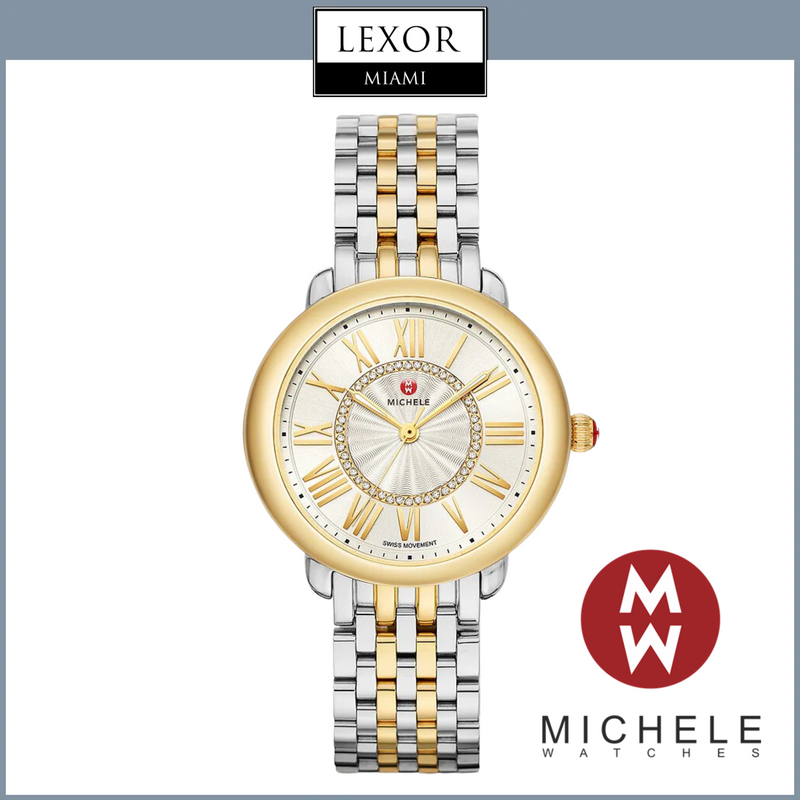 Reloj para mujer Michele MWW21B000148 Serein Mid Diamond con correa de acero inoxidable en dos tonos