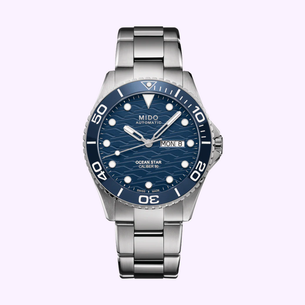 Mido M0424301104100 OceanStar 200C Aço Inoxidável Pulseira Relógios Masculinos