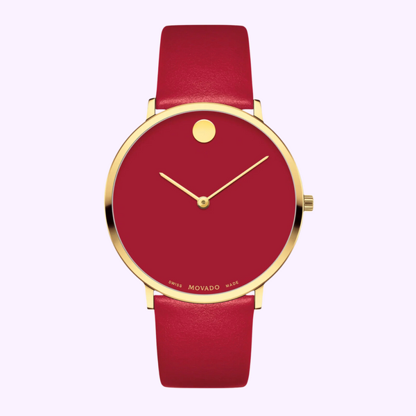 Movado 0607253 Modern 47 Red Leather Strap Unisex Watches