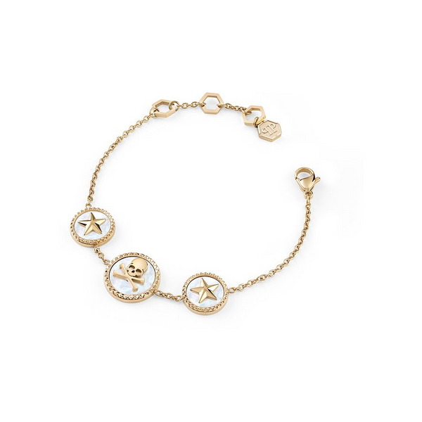 Pulsera de mujer con cadena tipo cable en oro amarillo y logotipo MINI de PHILIPP PLEIN PJ2EA09BU