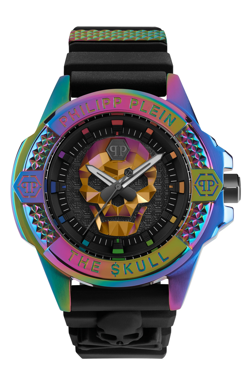 PHILIPP PLEIN PWAAA2123 O relógio masculino de silicone $kull Rainbow