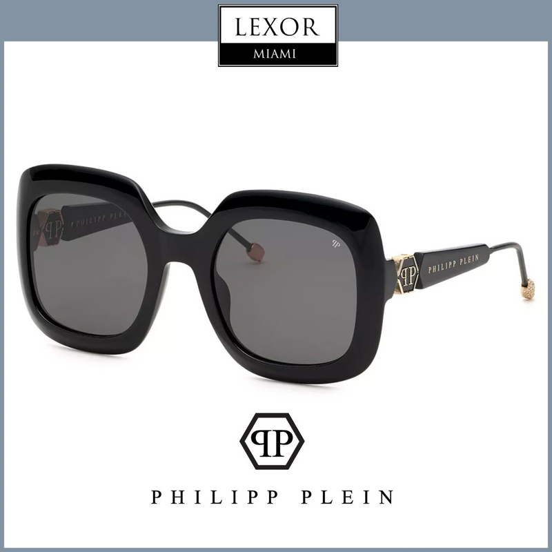 Gafas de sol PHILIPP PLEIN SPP065S para mujer, color negro brillante, 700