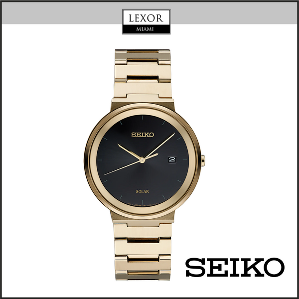 Seiko SNE482 Solar Essentials Relógio de pulseira de aço inoxidável dourado 40 mm Relógios masculinos Lexor Miami