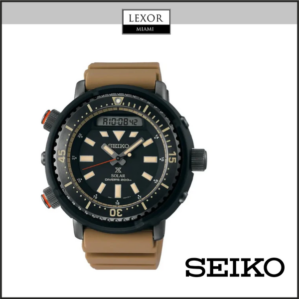 Seiko SNJ029 Prospex BIF Blk Pc Solar Ani-Dig Mostrador Preto Relógios Masculinos