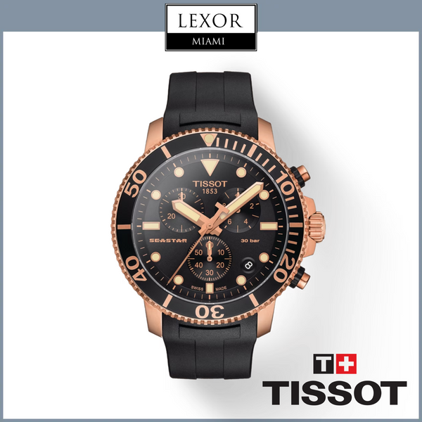 Tissot T1204173705100 SeaStar 1000 Cronógrafo Correa de silicona negra Relojes para hombre