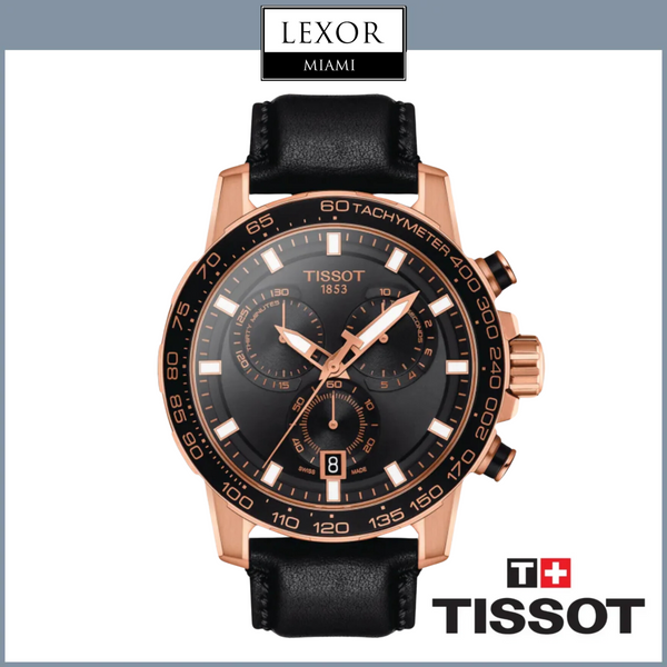 Tissot T1256173605100 SuperSport Chronograph Preto Pulseira de Couro Relógios Masculinos