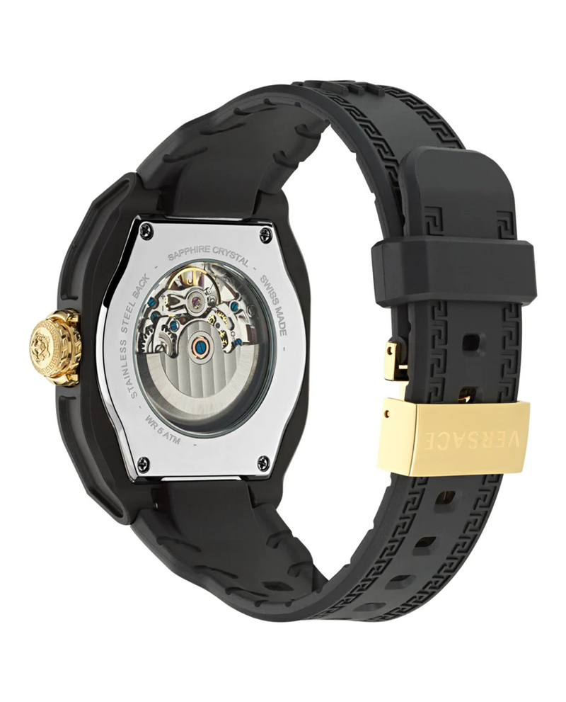 Versace VE7L00123 V-Legend Skeleton Preto Strap Relógio Automático Relógios