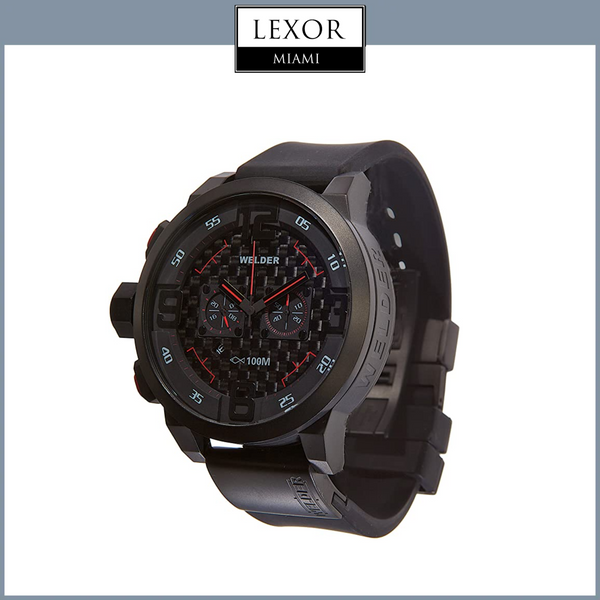 Reloj de cuarzo con esfera negra y cronógrafo y correa de caucho negra para hombre Welder K31-10001 de Lexor Miami