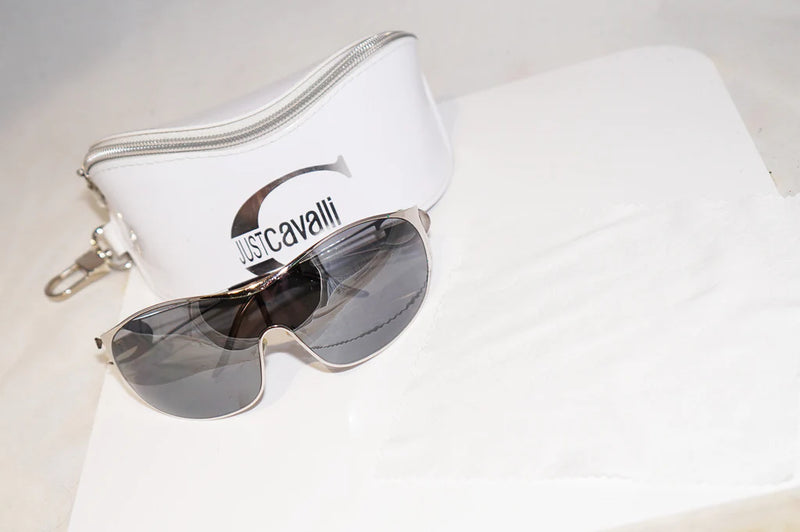 JUST CAVALLI Womens Designer Sunglasses Silver Shield JC161S Col.731