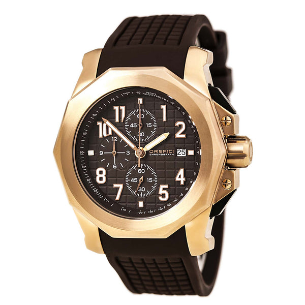 Orefici ORM6C4404 Galante Brown Dial Rose Gold Steel Brown Rubber Strap Chrono Men Watches Lexor Miami - Lexor Miami