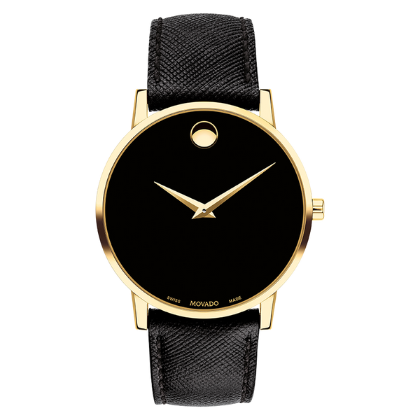 Movado 0607195 Museum Classic Black Leather Strap Men Watches - Lexor Miami