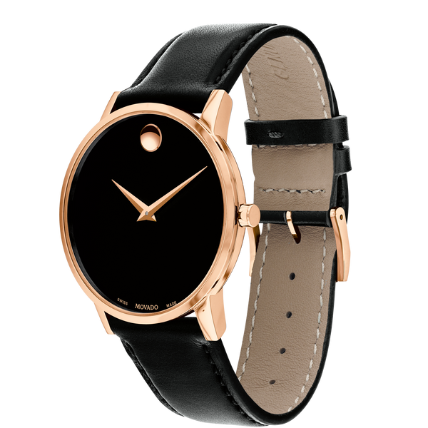 Movado 0607272 Museum Classic Black Leather Strap Men Watches - Lexor Miami