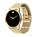 Movado 0607396 Museum Classic Gold Stainless Steel Mesh Strap Men Watches - Lexor Miami