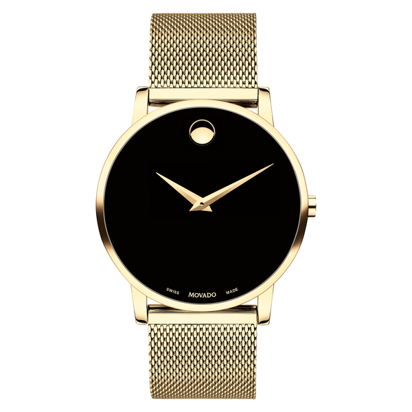 Movado 0607396 Museum Classic Gold Stainless Steel Mesh Strap Men Watches - Lexor Miami