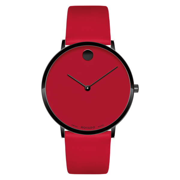 Movado 0607429 Modern 47 Red Leather Strap Unisex Watches - Lexor Miami