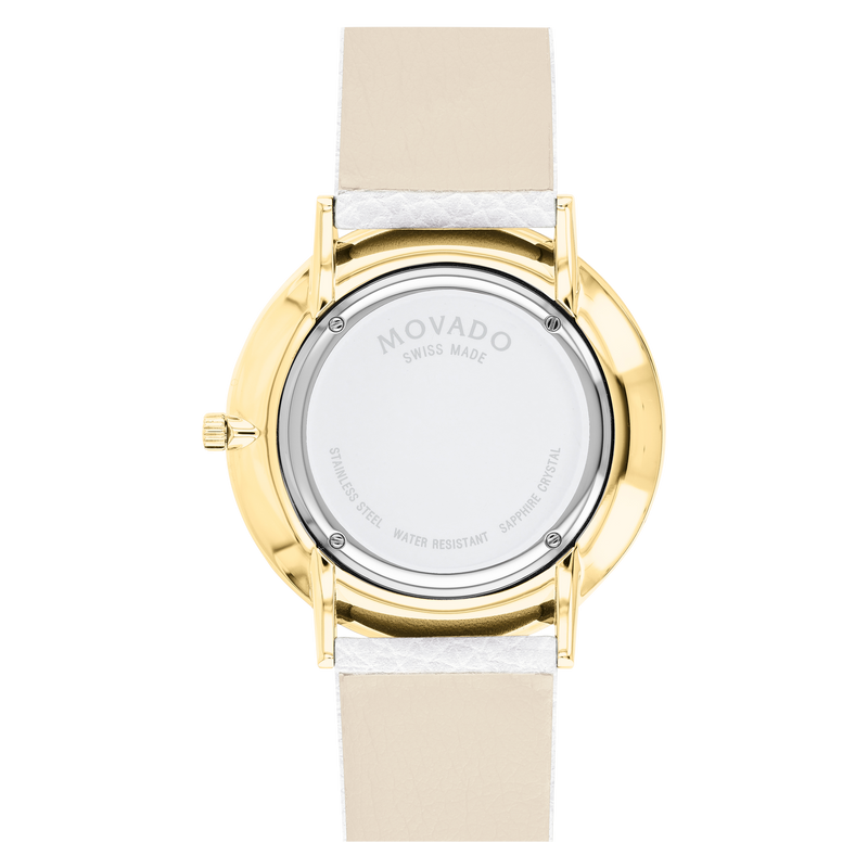 Movado 0607508 Modern 47 White Leather Strap Unisex Watches - Lexor Miami