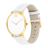 Movado 0607508 Modern 47 White Leather Strap Unisex Watches - Lexor Miami