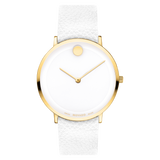 Movado 0607508 Modern 47 White Leather Strap Unisex Watches - Lexor Miami