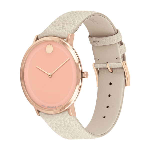 Movado 0607509 Modern 47 Beige Leather Strap Unisex Watches - Lexor Miami