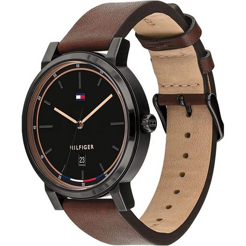 Tommy Hilfiger 1791736 Thompson Analogue Brown Leather Strap Men Watches - Lexor Miami