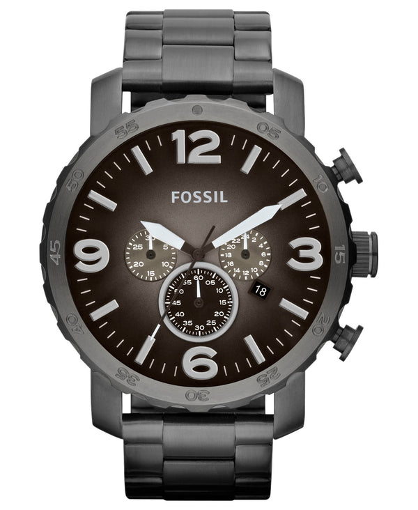 Fossil 0033-JR1437 Chronograph Nate Smoke Tone Stainless Steel Bracelet 50mm Men Watches lexor Miami - Lexor Miami